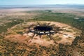 aerial view of overgrown nuclear test site