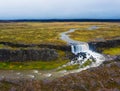 Aerial view of the Oxarafoss waterfalls in Iceland Royalty Free Stock Photo