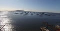 Aerial view of an oyster field in the south of France