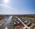 Aerial view of Oyster port of La Teste, Bassin d 'Arcachon, France Royalty Free Stock Photo