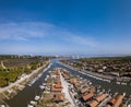 Aerial view of Oyster port of La Teste, Bassin d 'Arcachon, France