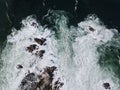 Aerial View of Pacific Ocean and Rocky Coast in California Royalty Free Stock Photo