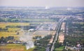 Aerial view of paddy rice fields in Mekong Delta