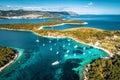 Aerial view of Paklinski Islands in Hvar, Croatia