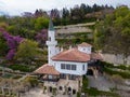 aerial view of the palace nestled in the botanical garden in Balchik, Bulgaria. This historic landmark is a testament to