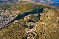 Aerial view of Palamidi castle in Nafplion city at Peloponnese peninsula