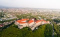 Aerial view of Palanok Castle, located on a hill in Mukacheve, Ukraine Royalty Free Stock Photo