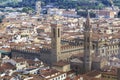 An aerial view of the Palazzo Bargello and the Badia Fiorentina Abbey, Florence