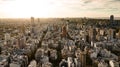 Aerial view of the Palermo district in Buenos Aires during the sunset with the view on skyscrapers, offices, living apartments and Royalty Free Stock Photo