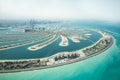 Aerial view of Palm Jumeirah man made island. Royalty Free Stock Photo