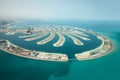 Aerial view of Palm Jumeirah man made island. Royalty Free Stock Photo