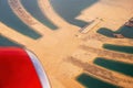 Aerial view of the Palm Jumeirah from the plane in Dubai. The world`s largest man-made island Royalty Free Stock Photo