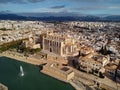 Aerial view Palma de Mallorca Cathedral and cityscape. Spain Royalty Free Stock Photo