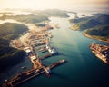 an aerial view of the Panama Canal on the Atlantic side. Royalty Free Stock Photo