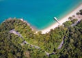 Aerial view of beautiful beach in pangkor island