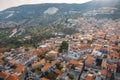 Aerial view of Pano Lefkara village in Larnaca district, Cyprus. Famous old village in mountains with orange roofs Royalty Free Stock Photo