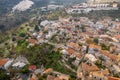 Aerial view of Pano Lefkara village in Larnaca district, Cyprus. Famous old village in mountains with orange roofs Royalty Free Stock Photo