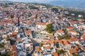 Aerial view of Pano Lefkara village in Larnaca district, Cyprus. Famous old village in mountains with orange roofs Royalty Free Stock Photo