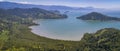 Aerial view panorama of a fantastic bay and islands with Atlantic forest near Tarituba, Green coast, Brazil Royalty Free Stock Photo