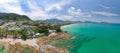 Aerial view panorama image of Patong bay at phuket island. Beautiful island in thailand Amazing High angle view Island seashore Royalty Free Stock Photo