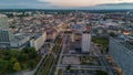 Aerial view of panorama of Katowice at dusk Royalty Free Stock Photo