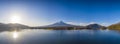 Aerial view panorama of mount Fuji in city at Kawaguchiko lake, Yamanashi, Japan Royalty Free Stock Photo