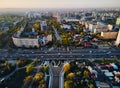 Aerial view panorama of river and cityscape in Almaty