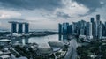 Aerial view panorama of Singapore during cloudy day