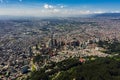 Aerial view of a panoramic view of the city of Bogota. Royalty Free Stock Photo