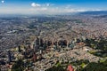 Aerial view of a panoramic view of the city of Bogota. Royalty Free Stock Photo