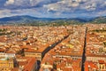Aerial view. Panoramic view, aerial skyline of Florence Firenze Cathedral of Santa Maria del Fiore, Ponte Vecchio bridge over Arno Royalty Free Stock Photo