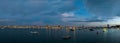 Aerial view panoramic at twilight of Pattaya bay, chonburi Thailand