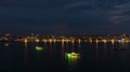 Aerial view panoramic at twilight of Pattaya bay, chonburi Thailand