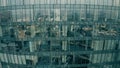 Aerial view of panoramic windows of a skyscraper reflecting big city Royalty Free Stock Photo