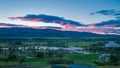 Aerial view of the Paradise Valley and Yellowstone River with gorgeous clouds above at sunset Royalty Free Stock Photo