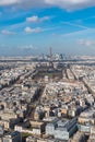 aerial view of Paris architecture, blue sky and Eiffel tower Royalty Free Stock Photo