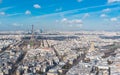 aerial view of Paris architecture, blue sky and Eiffel tower Royalty Free Stock Photo