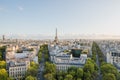 Aerial view of Paris City and the Eiffel Tower during the sunset Royalty Free Stock Photo