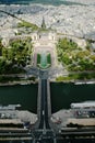 Aerial view of Paris city from the top of Eiffel tower