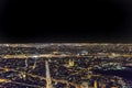 Aerial view of Paris cityscape at night with Notre-Dame Cathedral, Louvre Museum and The Conciergerie Royalty Free Stock Photo