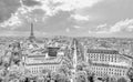 Aerial view of Paris. Eiffel Tower on the background and Champs Elysees on the foreground Royalty Free Stock Photo