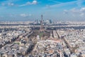 aerial view of Paris architecture, blue sky and Eiffel tower Royalty Free Stock Photo
