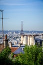 Aerial view of Paris and eiffel tower from the Butte Montmartre Royalty Free Stock Photo