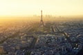 Aerial view of Paris and Eiffel tower at sunset in Paris, France Royalty Free Stock Photo