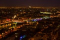 Aerial view of Paris, France, at night Royalty Free Stock Photo