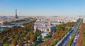 Aerial view of Paris, Grand Palais, and Eiffel Tower