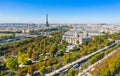 Aerial view of Paris, Grand Palais, and Eiffel Tower