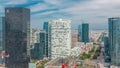 Aerial view of Paris and modern towers timelapse from the top of the skyscrapers in Paris business district La Defense Royalty Free Stock Photo