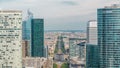 Aerial view of Paris and modern towers timelapse from the top of the skyscrapers in Paris business district La Defense Royalty Free Stock Photo