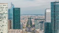 Aerial view of Paris and modern towers timelapse from the top of the skyscrapers in Paris business district La Defense Royalty Free Stock Photo